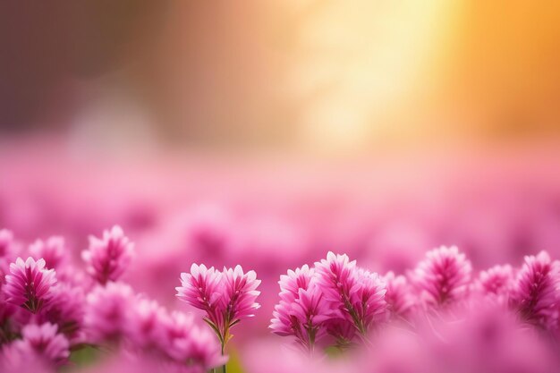 Campo di fiori rosa sulla natura sfocata Copia luogo