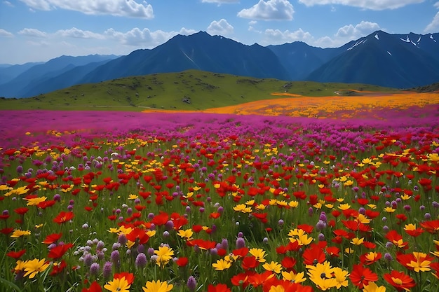 Campo di fiori sulla montagna