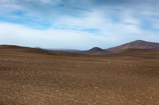 Campo di ghiaia secca Paesaggio dell'Islanda centrale