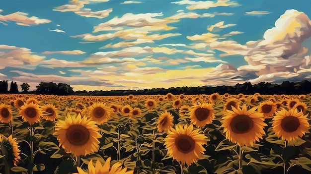 Campo di girasoli di arte digitale