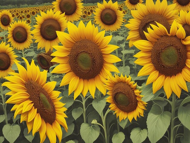 Campo di girasoli fioriti