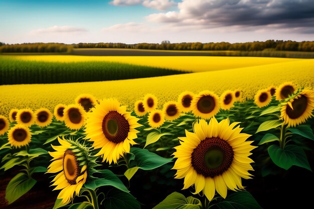 Campo di girasoli gialli