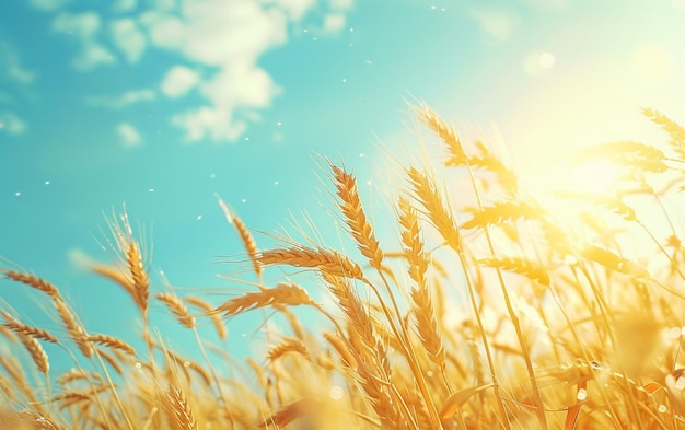 campo di grano contro un cielo blu con nuvole