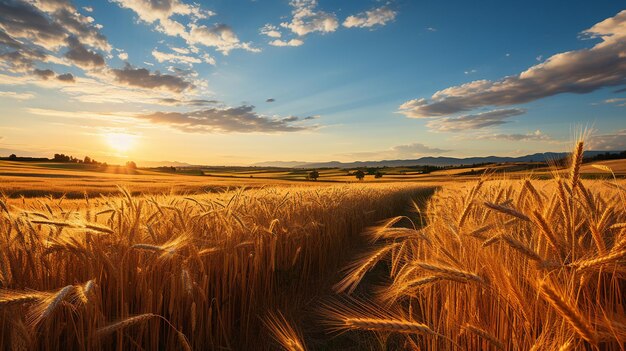 campo di grano dorato al tramonto