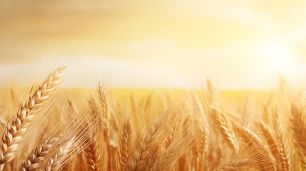 Campo di grano orecchie di grano dorato da vicino ricco raccolto concetto