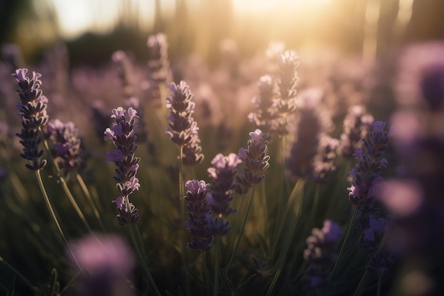 Campo di lavanda colore natura estiva Generare Ai