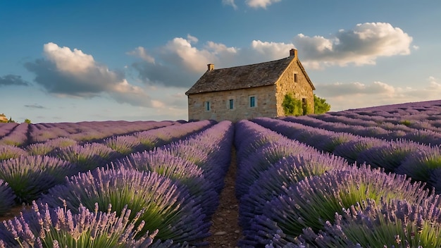 Campo di lavanda Paesaggio con fiori di lavanda Campo vibrante di fiori di Lavanda