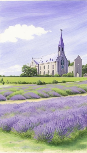 Campo di lavanda viola colorato Una serena sinfonia della bellezza della natura