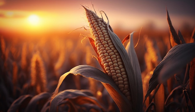 Campo di mais al tramonto IA generativa