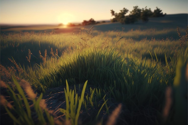 campo di mais all'alba vista di un campo di fattoria ai generativo