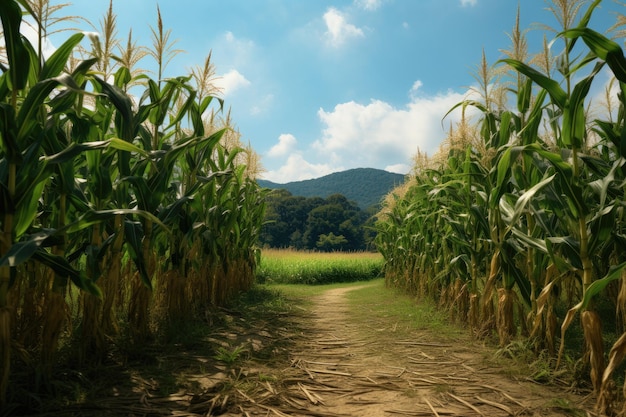 campo di mais verde al mattino