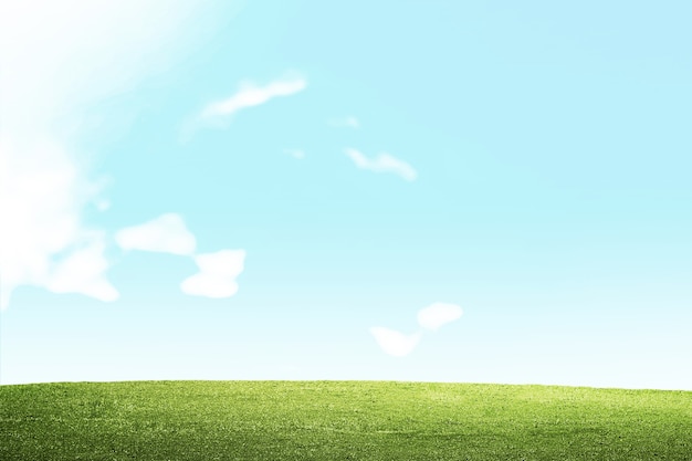 Campo di prato con uno sfondo di cielo blu