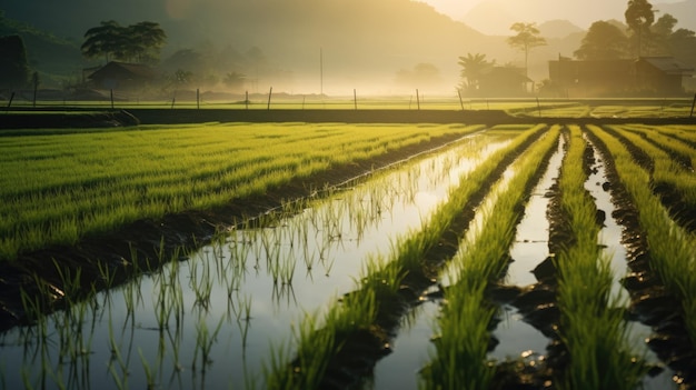 Campo di riso al mattino