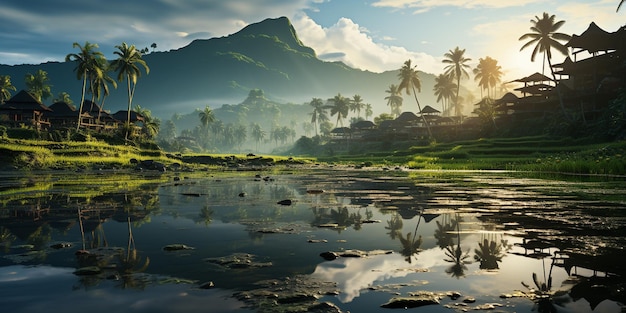 campo di riso vista mattina a bali indonesia