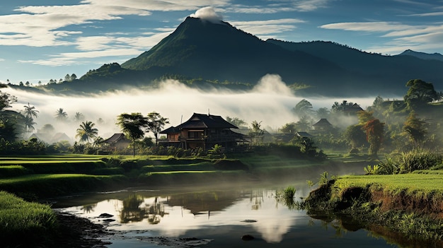 campo di riso vista mattina a bali indonesia