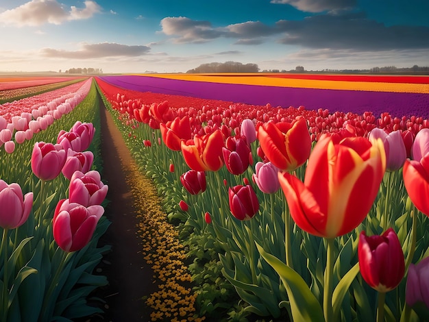 Campo di tulipani colorato generato dall'intelligenza artificiale