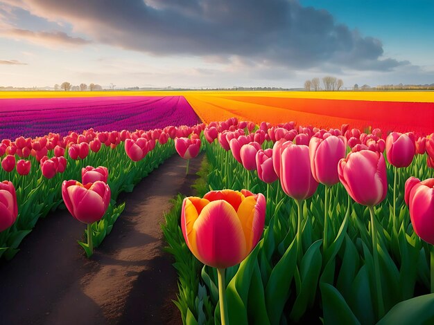 Campo di tulipani colorato generato dall'intelligenza artificiale