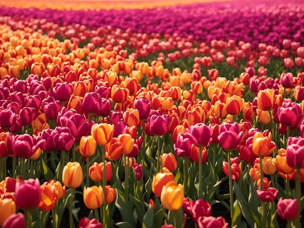 Campo di tulipani colorato generato dall'intelligenza artificiale