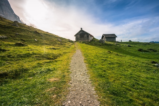 Campo in erba contro il cielo in Svizzera