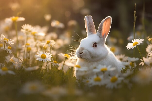 Campo sereno con adorabile agnello nella scena