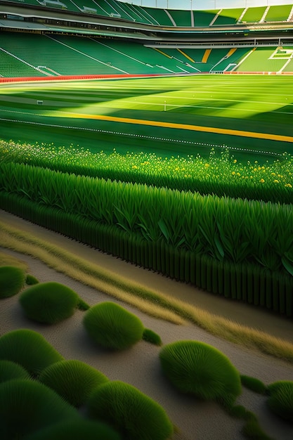 Campo verde allo stadio di calcio