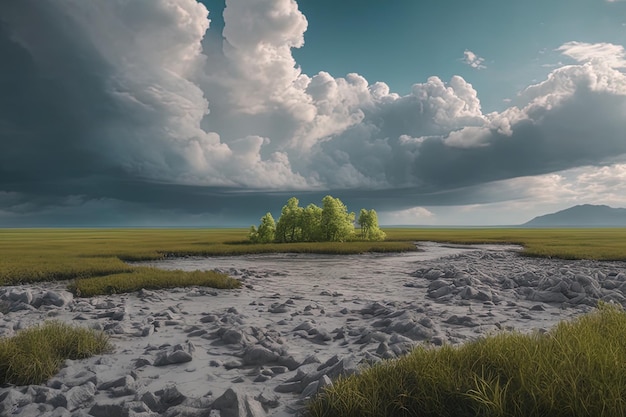 campo verde con grandi nuvole bianchecampo verde con grandi nuvole bianche: un bellissimo scatto di gree