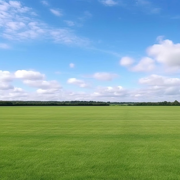 Campo verde e cielo blu con nuvole bianche bellissimo sfondo della natura