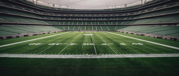 campo verde nello stadio di football americano pronto per la partita a centrocampo