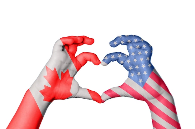 Canada Stati Uniti Cuore Gesto della mano che fa il tracciato di ritaglio del cuore