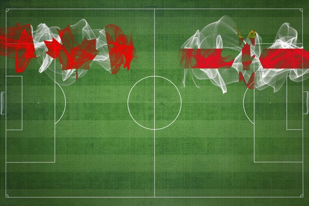 Canada vs Irlanda del Nord Partita di calcio colori nazionali bandiere nazionali campo di calcio partita di calcio Concetto di concorrenza Copia spazio