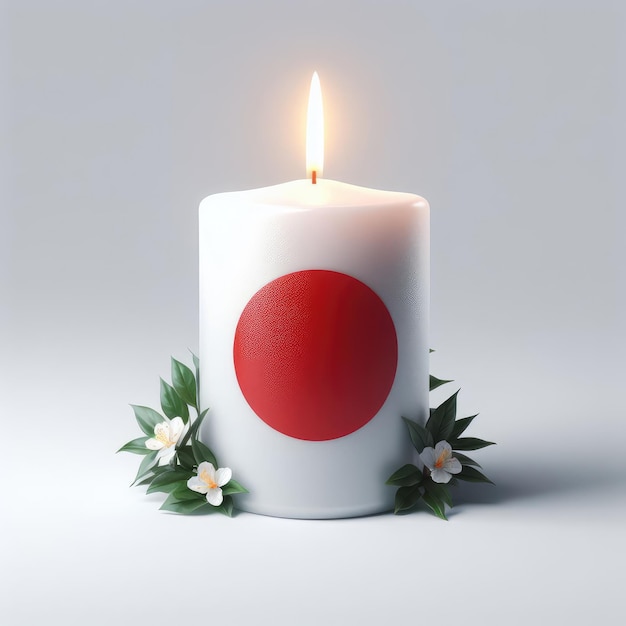 candela con la bandiera giapponese su bianco