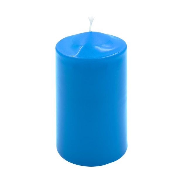 Candela grande dell'aroma blu su sfondo bianco