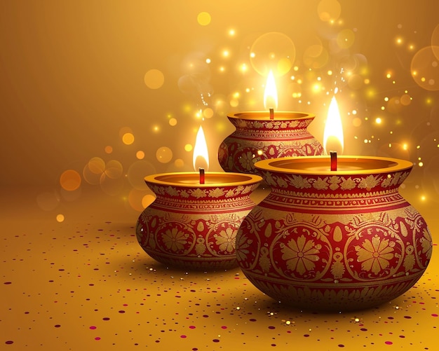 candele a forma di cuore con sfondo dorato