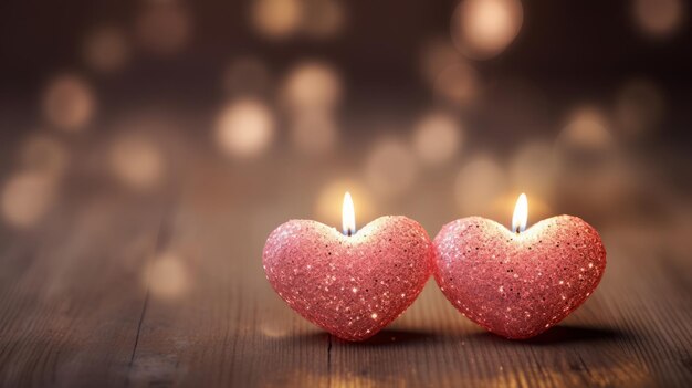 candele accese a forma di cuore