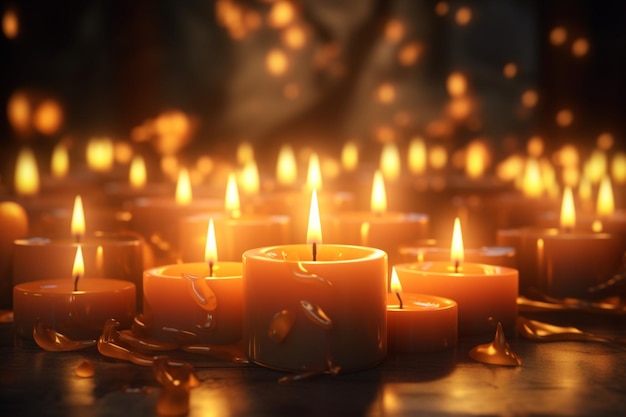 Candele accese illuminano una pacifica celebrazione spirituale