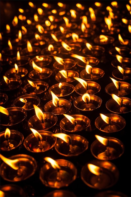 Candele accese nel tempio buddista tibetano