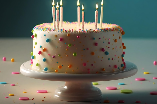 Candele accese sopra la deliziosa torta di compleanno