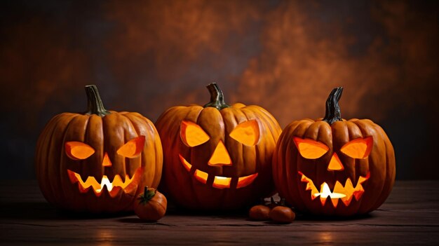 Candele accese zucche di Halloween copiare spazio per la consistenza