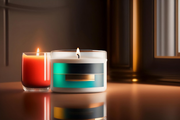 Candele aromatiche accese decorano e illuminano l'ambiente ricercato Generative AI_27