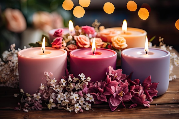 candele centrate sul tavolo in stile decorativo organizzandole per l'occasione con fiori freschi