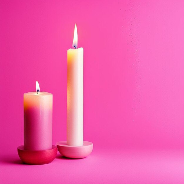 candele con sfondo rosa