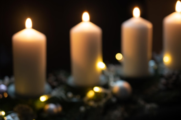 Candele di Natale Avvento Candele bianche e luci