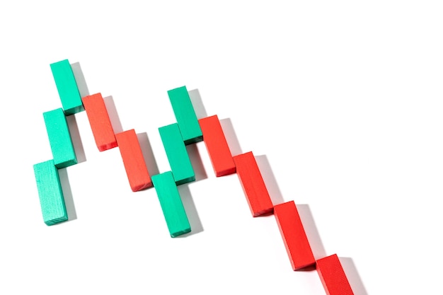 Candele giapponesi su uno sfondo bianco scambio di candele grafico finanziario mercato azionario