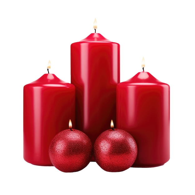 Candele rosse di Natale su sfondo bianco