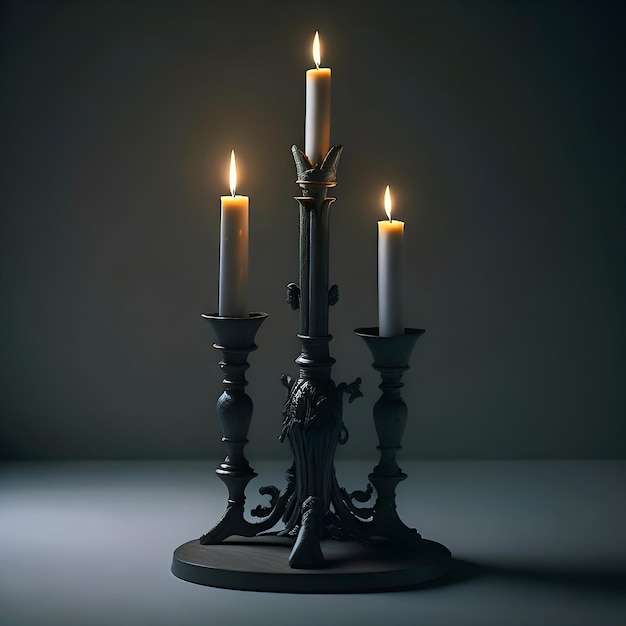 candele su candelabro in legno con sfondo scuro