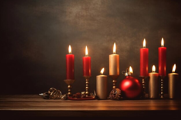 Candeliere con candele accese per Hanukkah Ai generato