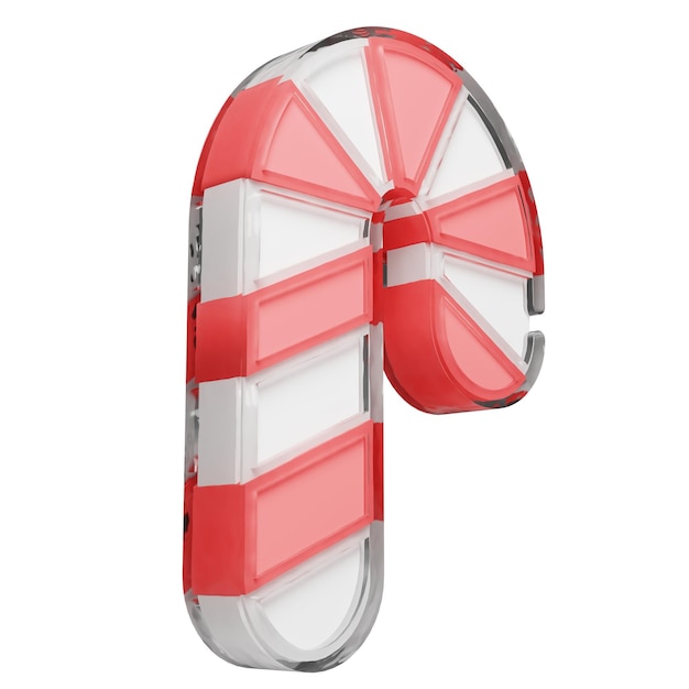 Candy Cane Icona di Capodanno Caramelle di Natale Vetro lucido Capodanno Elementi di design 3d realistico