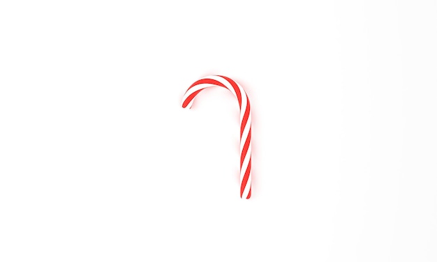 Candy Cane illustrazione 3D su sfondo bianco 3d rendering simbolo invernale isolato su sfondo bianco Sposare decorazioni natalizie Candy Cane nella stagione natalizia vacanze Felice anno nuovo