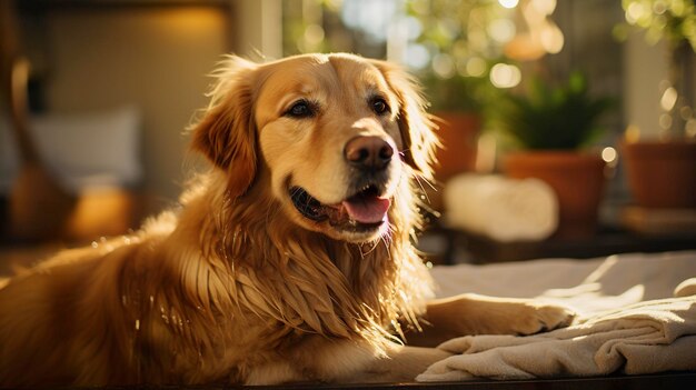 Cane a casa in una giornata di sole