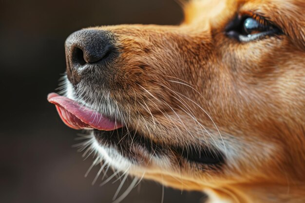 Cane adorabile che si lecca il labbro Cane che mostra la lingua piccola IA generativa